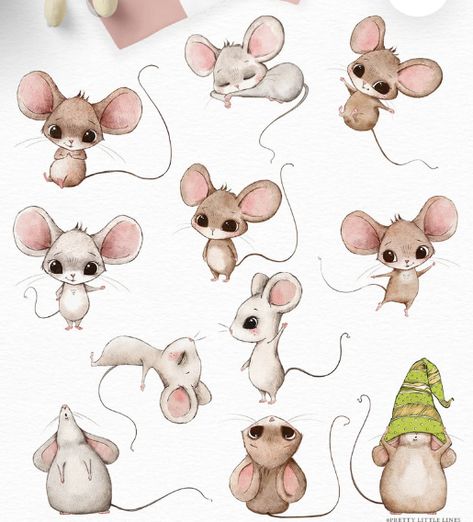 Mice Drawing Simple, Cute Mice Illustration, Animals Doing Human Things Illustration, Cute Mice Drawings, Mouse Cute Drawing, Mouse Tattoo Cute, Mouse Illustration Drawing, Mouse Illustration Cute, Cartoon Mice Drawing