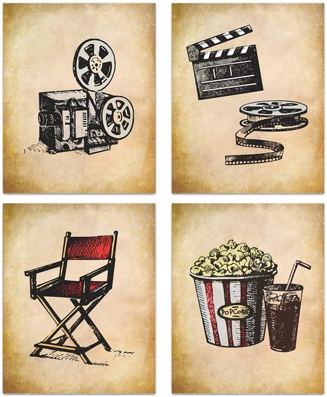 Media Room Bar, Movie Theater Theme, Popcorn Posters, Home Movie Theater, Theatre Decorations, Cinema Popcorn, Vintage Movie Theater, Poster Vintage Retro, Movie Decor