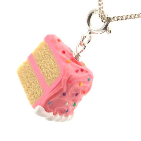 Sprinkle Frosting, Candyland Aesthetic, Polymer Clay Cake Jewelry, Cake Necklace, Cupcake Polymer Clay, Polymer Clay Kawaii Necklaces, Cupcake Necklace, Miniature Cupcakes Polymer Clay, Multicolor Necklace