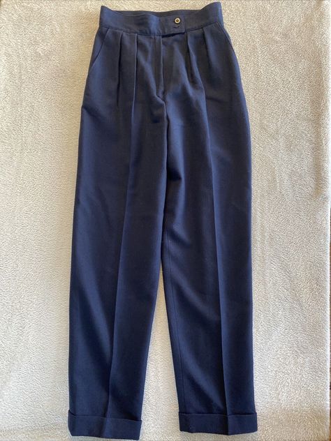 Miss Pendleton Virgin Wool Dress Pants Women's 8 Navy Blue Slacks Line Pleats Navy Blue Slacks, Blue Slacks, Blazer And Skirt, Red Blazer, Grey Blazer, Vintage Blazer, Womens Dress Pants, Wool Skirts, Wool Dress