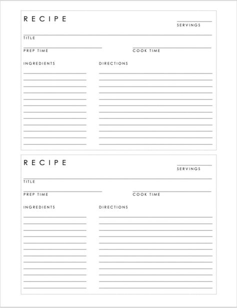 5x7 Recipe Cards Printable Free, Recipe Template Printable, Printable Recipe Page, Daily Planner Stickers, Recipe Planner, Recipe Cards Printable Free, Printable Recipe Card, Recipe Book Diy, Grocery List Template