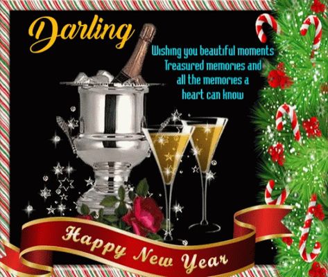 Happy New Year Darling GIF - HappyNewYear Darling Love - Discover & Share GIFs New Year Greetings Quotes, Happy New Year Animation, Happy New Year 2018, Happy Birthday Wishes Cards, Happy New Year Quotes, Messages For Her, Happy New Year Greetings, New Year 2018, Happy New Year Wishes