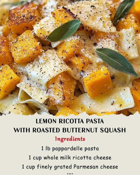 Vegan Butternut Squash Pasta, Lemon Ricotta Pasta, Vegan Butternut Squash, Pappardelle Pasta, Butternut Squash Pasta, Squash Pasta, Potato Rice, Ricotta Pasta, Sunday Recipes