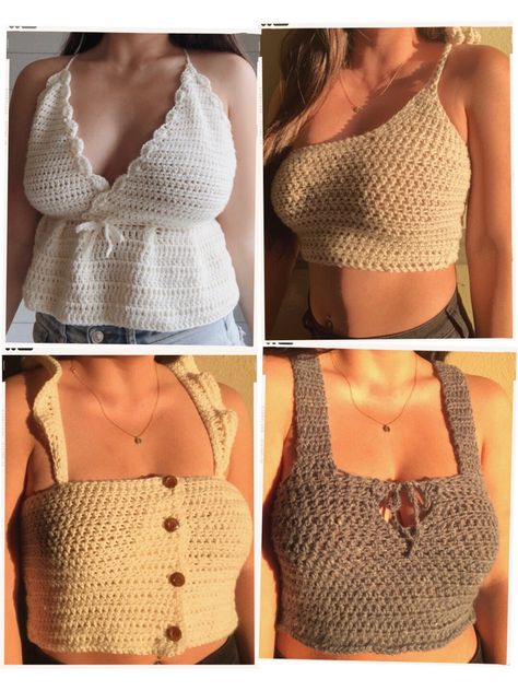 Pola Top, Crocheted Tops, Débardeurs Au Crochet, Crochet Top Outfit, Crop Top Pattern, Crochet Crop Top Pattern, Mode Crochet, Crochet Tops Free Patterns, Crochet Clothing And Accessories