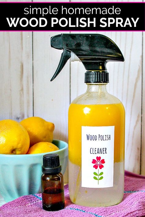 Are you looking for a safer way to cleanse your furniture? Our homemade wood polish spray recipe uses natural ingredients for an easy, shiny clean. #naturalcleaners #diycleaners #naturalcleaning #naturalliving #woodpolish #homemaking Homemade Furniture Polish Wood, Wood Furniture Cleaner Diy, Spotless House, Diy Furniture Polish, Natural Wood Polish, Arm And Hammer Super Washing Soda, Staple Recipes, Sustainable Diy, Laundy Room