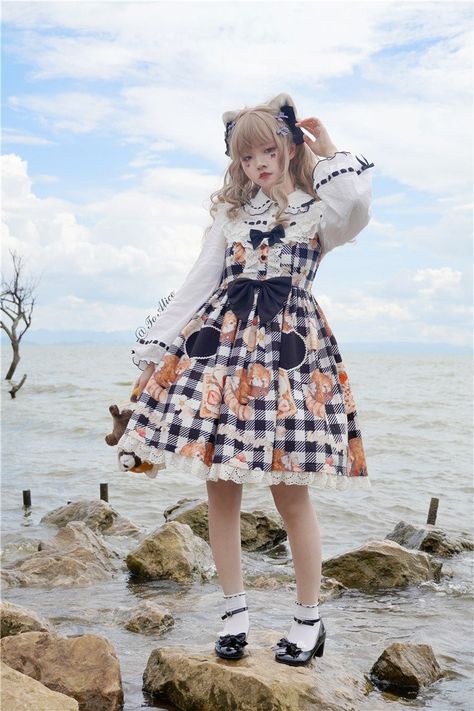 red panda picnic lolita fashion jsk dress Red Panda Oc, Panda Outfit, Jsk Dress, Red Panda, Lolita Fashion, Dress Up, Media, Red, Pins