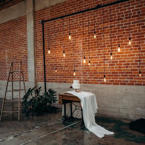 Wedding Backdrop Brick Wall, Sweetheart Table Wedding Brick Wall, Exposed Brick Wedding Decor, Brick Wedding Venue Decor, Wedding Brick Wall, Brick Wall Lighting, Brick Photo Backdrop, Brick Wall Wedding, Nail Suite