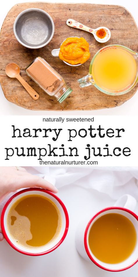 Foods From Harry Potter, Pumpkin Juice Harry Potter Recipes, Harry Potter Fall Recipes, Harry Potter Dessert Recipes, Pumpkin Juice Recipe Harry Potter, Harry Potter Coffee Drinks, Healthy Harry Potter Snacks, Vegan Harry Potter Recipes, Harry Potter Lunch Ideas