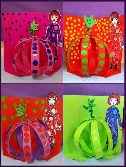 Yayoi Kusama Craft, Yayoi Kusama Pumpkins, Yayoi Kusama Pumpkin Art Lesson For Kids, Kusama Art Projects For Kids, Yayoi Kusama Art Lesson For Kids, Yayoi Kasuma, Kusama Yayoi, Yayoi Kusama Art, Kusama Art