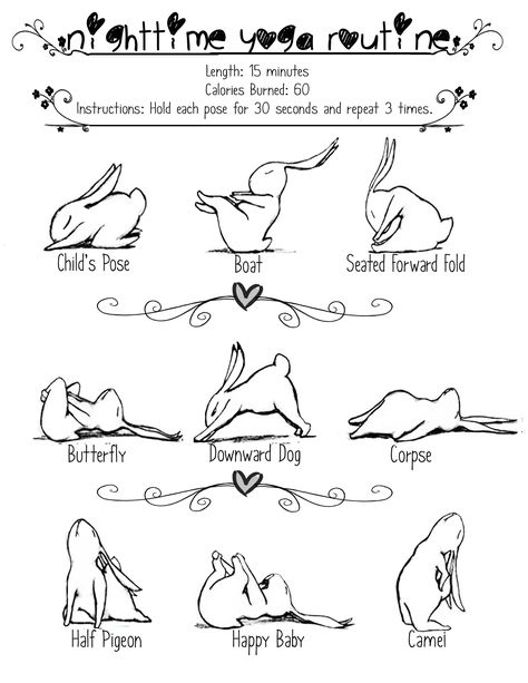 Easy, nighttime yoga routine that I do daily. Page Design: Lily Lago (Me) Illustrations: Brian Russo (Yoga Bunny) Nighttime Yoga Routine, Good Night Yoga, Night Time Yoga, Bunny Yoga, Night Yoga, Bedtime Yoga, Ashtanga Vinyasa Yoga, Yoga Beginners, Sup Yoga