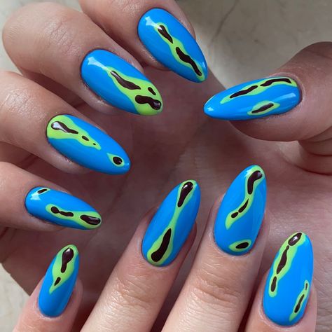 Thermal Map Nails, Festival Nail Ideas, Bold Nail Designs, Nail Polish Art Designs, Mens Nails, Edgy Nails, Trendy Nail, Trendy Nail Design, Festival Nails