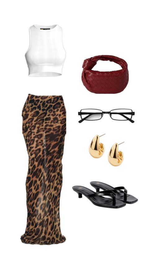 Black Shoes, Leopard Print, Skirt, Pants, White, Black, Trousers