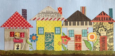 Fun way to use paper scraps -- House collage by B-Kay, via Flickr Collage Houses, Collage House, Scrapbook Paper Projects, House Collage, Side Ideas, Art Houses, Shape Collage, Collage Scrapbook, Paper Scraps