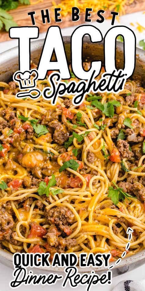 One Pot Taco Spaghetti, Taco Spaghetti Recipe, Canning Plums, Baked Spaghetti And Meatballs, Peach Bread, Taco Spaghetti, Bread Puddings, Pasta Meals, Baked Pasta Recipes