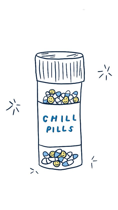 Chill Illustration, Angry Issues, Illustrator Practice, Take A Chill Pill, Smiley Graphic, Stickers Cricut, Sticker Design Inspiration, Farewell Cards, Happy Music Video