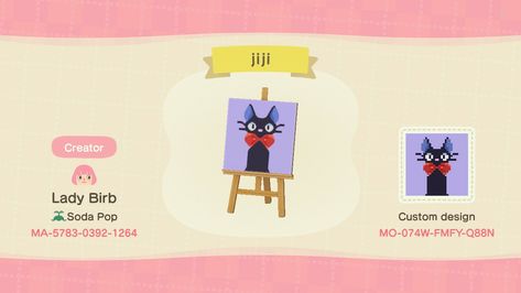 Jiji from Kiki's Delivery Service design code Animal Crossing Kiki Delivery Service, Acnh Kiki Delivery Service, Delivery Service Design, Ghibli Crafts, Studio Ghibli Crafts, Ac Codes, Gaming Center, Air Force 1 Outfit, Cozy Gaming