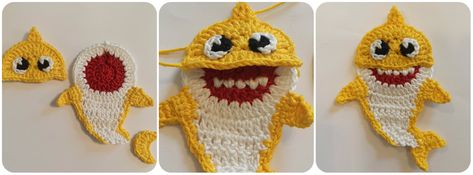 Crochet Shark, Crochet Applique Patterns Free, Owl Crochet Patterns, Crochet Bookmark Pattern, Baby Headbands Crochet, Knitting Toys, Crochet Pattern Instructions, Shark Pattern, Crochet Abbreviations