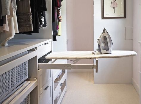 Ideal for small-space living situations: the pullout ironing board. Here are six good options from high to low (installation required). Small Walk In Closet Organization, Ikea Closet Hack, Bedroom Closet Doors, Closet Built Ins, Ironing Boards, Walk In Closet Design, Small Closets, Closet Remodel, Wall Closet