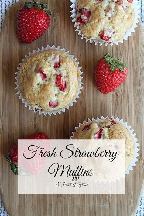 These fresh strawberry muffins are a family favorite.  They are so simple to make and something everyone will enjoy. #muffins #strawberry Appalachian Kitchen, Fresh Strawberry Muffins, Chia Egg, Morning Glory Muffins, Strawberry Muffins, Muffin Man, Freshly Picked, Fresh Strawberries, Strawberry Recipes