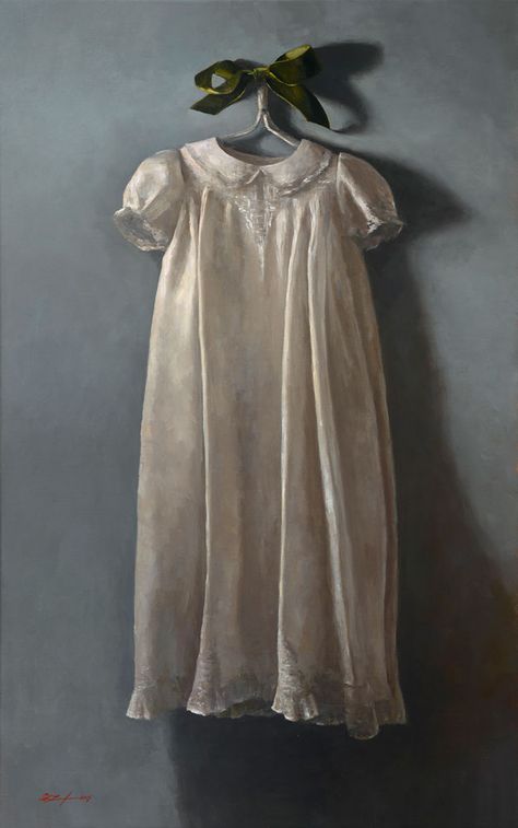 Lee Family Christening Gown by Sarah Lamb Maggie Siner, Lamb Painting, Game Landscape, Sarah Lamb, Simple Still Life, Classical Oil Painting, Hyperrealism Paintings, Oil Painting For Beginners, Still Life Ideas