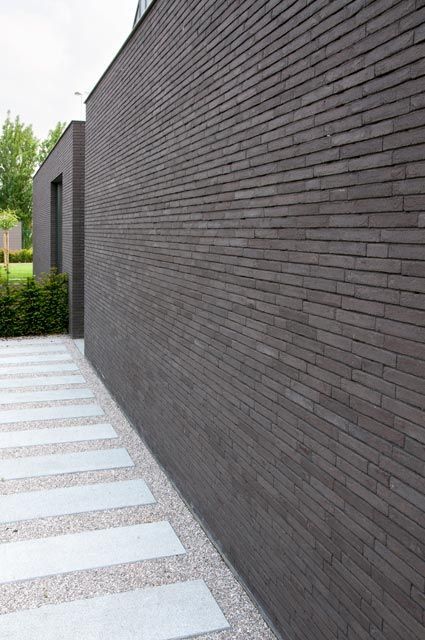 Vande Moortel, Exposed Aggregate, Exterior Front Doors, Brick Architecture, Brick Facade, Exterior Cladding, House Front Design, Brickwork, Dream House Exterior