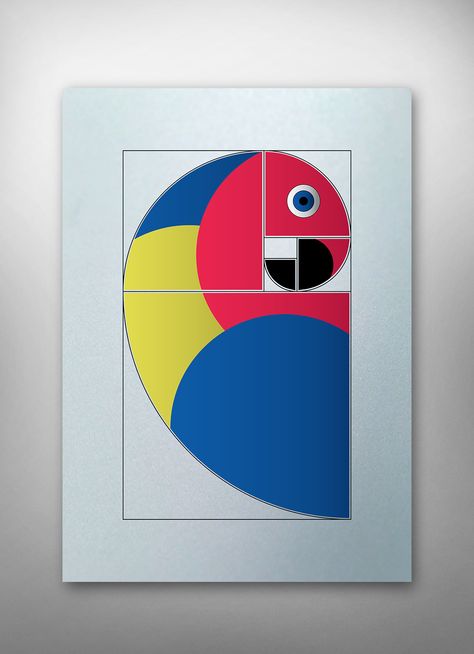 Parrot - Golden Ratio on Behance Fibonacci Art Drawing Golden Ratio, The Golden Ratio Art, Elements Of Design Shape Drawings, Fibonacci Art Drawing, Golden Ratio Drawing, Golden Ratio Pattern, Golden Ratio Design, Fibonacci Spiral Art, Elements Of Design Shape