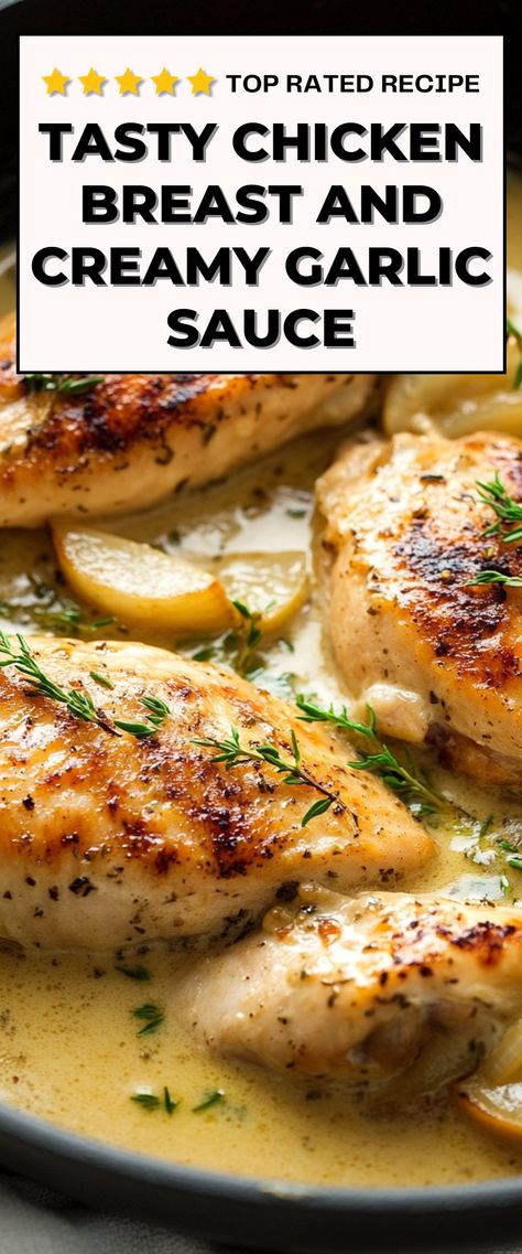 Image for Chicken Breast And Creamy Garlic Sauce Chicken In Creamy Sauce, Cream Garlic Chicken, Garlic And Herb Chicken, White Garlic Sauce, Garlic Herb Chicken, Creamy Garlic Sauce, Easy Chicken Breast, Garlic Chicken Recipes, Tasty Chicken