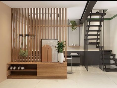 Luxury Apartments Interior, Bench Dimensions, Diy Mudroom, Bench Mudroom, Modern Room Divider, Home Hall Design, Bench Diy, Living Room Partition, Foyer Design