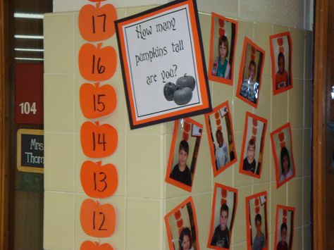 How many pumpkins tall are you? How Many Pumpkins Tall Are You, Kindergarten October, Preschool Crafts Fall, Preschool Fall, Pumpkin Activities, 1 October, Tally Marks, Pre K Activities, Classroom Rules