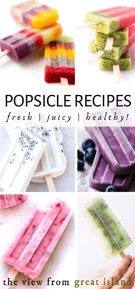 Kids Popsicles, Recipes To Make With Kids, Popsicle Recipe For Kids, Summer Popsicle Recipes, Fruit Popsicle Recipes, Healthy Popsicle Recipes, Smoothie Popsicles, Juice Healthy, The View From Great Island