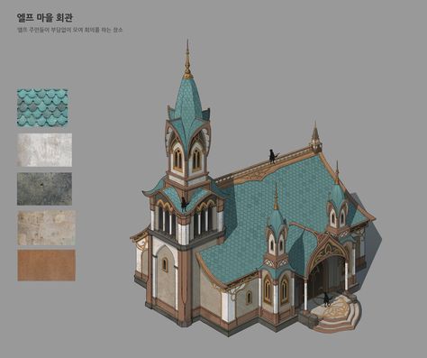 ArtStation - Elf hall, Summer Kim Elven Architecture Concept Art, Elf Castle Concept Art, Elven Architecture, Wood Elf City, High Elf Architecture, Medival Building Concept Art, Minecraft Medieval Buildings, Buildings Artwork, Medieval Houses