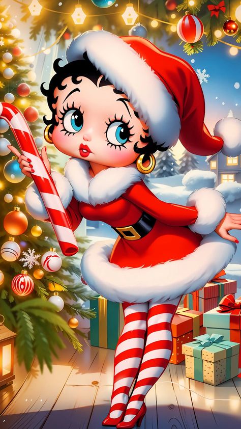 Betty Boop Christmas Wallpaper, Betty Boop Profile Picture, Betty Boop Comic, Betty Pop, Betty Boop Coffee, Betty Cartoon, Betty Boop Halloween, Xmas Makeup, Christmas Cartoon Characters