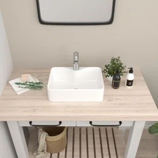 Wayfair | Bathroom Sinks You'll Love in 2022 Rectangle Bathroom Sink, Rectangle Bathroom, Plumbing Bathroom, Bathroom Redo, Bathroom Sinks, Ceramic Sink, Ceramic Vessel, Bath Remodel, Vessel Sink