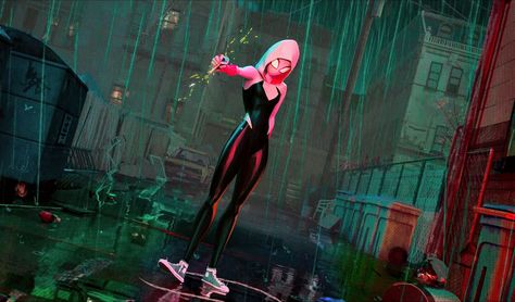 Miles Morales And Gwen Stacy Desktop Wallpaper, Spider Gwen Laptop Wallpaper, Ghost Spider Aesthetic, Gwen Across The Spiderverse, Spiderverse Screencaps, Marvel Gwen Stacy, Spider-man Atsv Wallpapers Pc, Gwen Stacy Spiderverse, Gwen Stacy Falling Scene