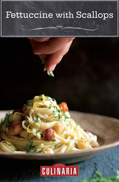 This fettuccine with scallops is an easy elegant meal that's perfect for an intimate party or romantic dinner. #pasta #scallops #easy Fetuchini Alfredo, Easy Romantic Dinner, Pasta Lemon, Intimate Party, Side Dishes For Salmon, Cheese Pasta Recipes, Dinner Pasta, Scallop Recipes, New Year's Eve Recipes