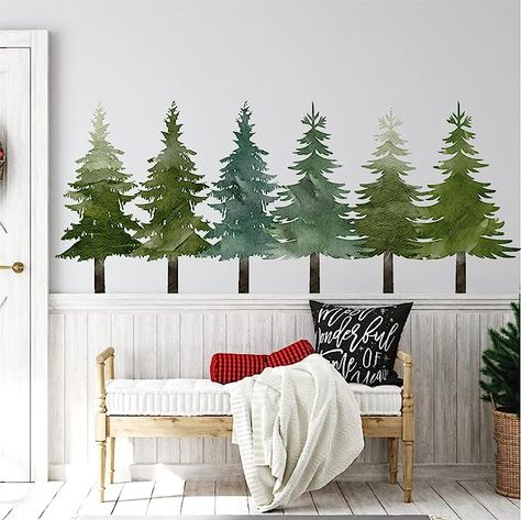 Amazon.com: Watercolor Pine Tree Wall Decals Peel and Stick Large Tree Wall Sticker Tree Branches Wall Decal Forest Tree Wall Stickers for Living Room Bedroom Woodland Nursery Decor : Baby Wall Stickers For Nursery, Christmas Tree Wall Decal, Watercolor Pine Tree, Guest Room Office Combo, Pine Tree Wall, Forest Wall Decals, Tree Wall Decals, Tree Branch Wall, Animal Wall Decals