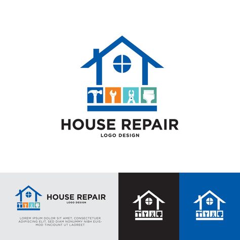 Home Repair Logo Design with simple and flat style Suitable for House repair Company or contractors House Repair Logo, Home Repair Logo, Repair Logo Design, Business Llc, Handyman Logo, Slayer Tattoo, House Repair, House Logo Design, Home Logo