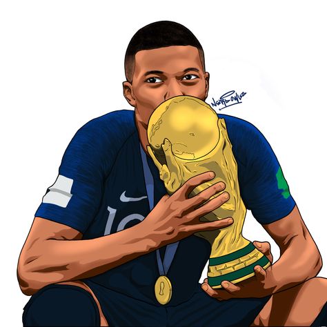 Kylian Mbappe World Cup, Mbappe Cartoon, Mbappe Art, Mbappe World Cup, World Cup Draw, Mbappe France, Football Rug, Portugal Soccer, Kiss Tattoos