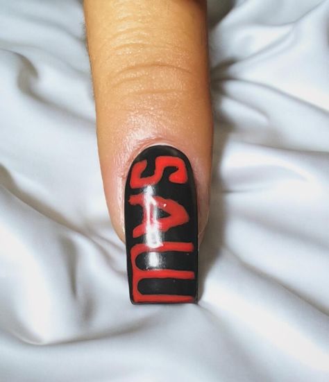 “I want to play a game 📼” Loving the Halloween/ horror nails! Here I did Saw 🔪🩸🧩🪚 Dexter Nails, Saw Nails, Horror Nails, Play A Game, Halloween Horror, Dexter, To Play, I Want, Nails