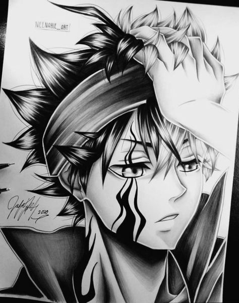 Asta Drawing, Black Clover Drawing, Clover Drawing, Animation Drawing Sketches, Asta Black Clover, Friends Sketch, Abstract Pencil Drawings, Art Partner, Naruto Sketch Drawing