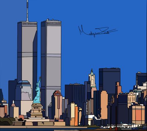 #worldtradecenter #twintower #newyork #drawing ⚠️Give credit plz⚠️ Tall Building Drawing, Twin Towers Drawing, New York Drawing, Plane Drawing, Airplane Drawing, Retro Wave, Building Drawing, Cute Twins, Retro Waves