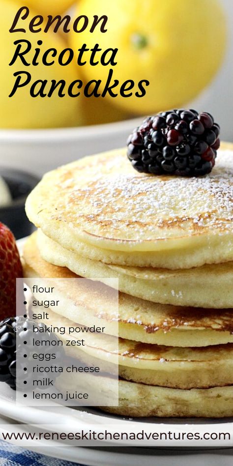 Ricotta Cheese Breakfast, Lemon Breakfast Recipes, Ricotta Cheese Pancakes, Lemon Pancakes, Light And Fluffy Pancakes, Lemon Ricotta Pancakes, Restaurants In Nyc, Souffle Pancakes, Brunch Eggs