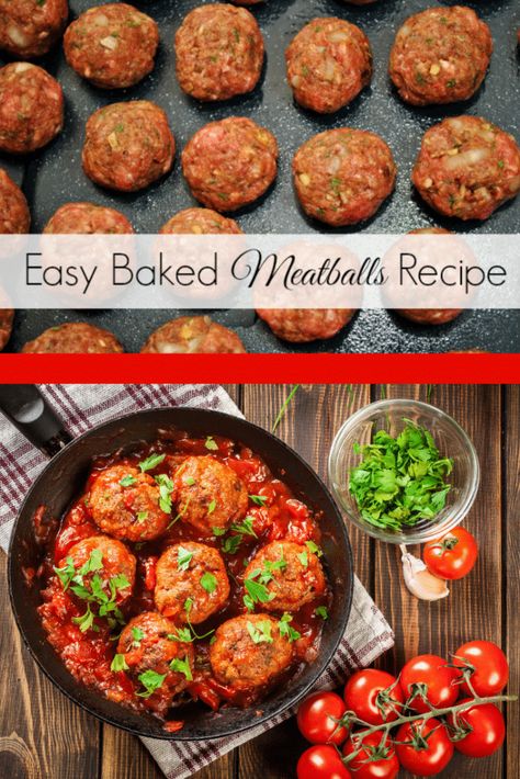 Easy Baked Meatballs Recipe Here is what you will need: 1 lb lean ground beef 2 eggs, beaten with 1/2 cup milk 1/2 cup grated Parmesan 1 cup panko or bread crumbs {use panko to make it Gluten-Free} 1 small onion, minced 2 cloves garlic, minced 1/2 teaspoon oregano 1 teaspoon salt freshly ground pepper to taste 1/4 cup minced fresh basil Directions Mix all ingredients with hands. Form into golf ball sized meatballs. Bake at 350 degrees for 30 minutes. Baked Meatball Recipe, Ground Beef Meatballs, Gluten Free Meatballs, Baked Meatballs, Italian Meatballs Recipe, Meatball Recipes Easy, Meatball Bake, Meatballs Easy, Beef Meatballs