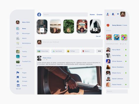 Facebook Redesign, Social App Design, Ui Design Dashboard, Movie Card, App Interface Design, Twitter Design, Dashboard Ui, App Design Inspiration, App Interface