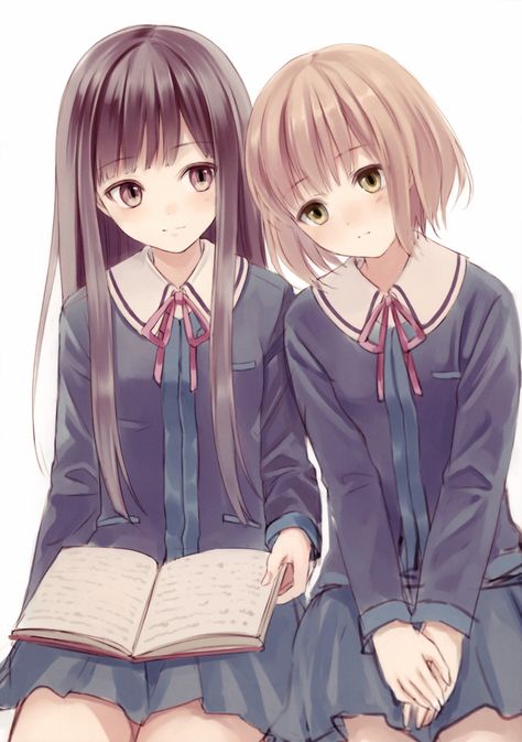 View full-size (2509x3563 4,664 kB.) Anime Bff, Anime Friends, Anime School, Friend Anime, Anime Best Friends, Anime Kawaii, Cute Anime, Manga Anime, Best Friend