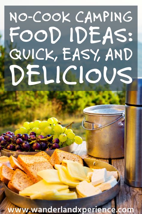 Simplify your camping meal prep with these quick, easy, and delicious no-cook food ideas. Save this pin and make your next camping trip unforgettable! Easy Camping Meals For 2, Prep Ahead Camping Meals, Food Ideas Quick, Camping Meal Prep, Premade Camping Meals, Camping Food Ideas, Camping Food Make Ahead, Camping Meal, Camp Chef