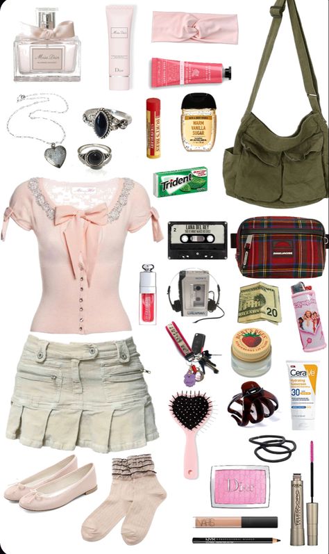 This is the IT girl outfit! I am obsessed with this outfit, the pink shirt with bows is adorable. The dark green tote bag with all of the necessary accessories is just so cute, and real! I hope y’all love this outfit as much as I do!! Love y’all💋🎀🕯️🍰 #outfits #aesthetic #coquette #coquettefashion #coquetteoutfits #cute #outfitideasforwomen #fashion #popular #trendy #preppy #prettyinpink #pink #lanadelrey #lanadelreyaesthetic #skirtfashion #cutetop #like4like #loveyourself #selfcare #liveyour Pink And Green Coquette, Outfits Aesthetic Coquette, Green Coquette, It Girl Outfit, The It Girl, Coquette Girl, Green Tote Bag, Green Tote, Aesthetic Coquette