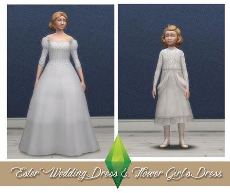 History Lover's Sims Blog: Ester wedding dress and flower • Sims 4 Downloads Blue Victorian Dress, Victorian Girl Dress, Sims 4 Wedding Dress, Story Wallpaper, Sims Medieval, Edwardian Wedding, Dress History, Sims 4 Dresses, Sims 4 Update