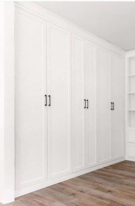 Two Closet Doors Side By Side, Chic Closet Doors, Long Closet Doors, Storage Closet Doors, Closet Designs With Doors, Hallway Closet Design, Tall Closet Doors, Puertas De Closet Ideas, Entryway Closet Doors