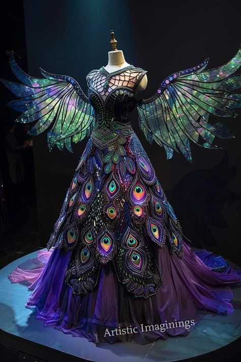 Peacock Dresses, Peacock Print Dress, Dreamy Images, Sweet Dresses, Forest Aesthetic, Pixie Dress, Pretty Quinceanera Dresses, Magic Castle, Peacock Dress